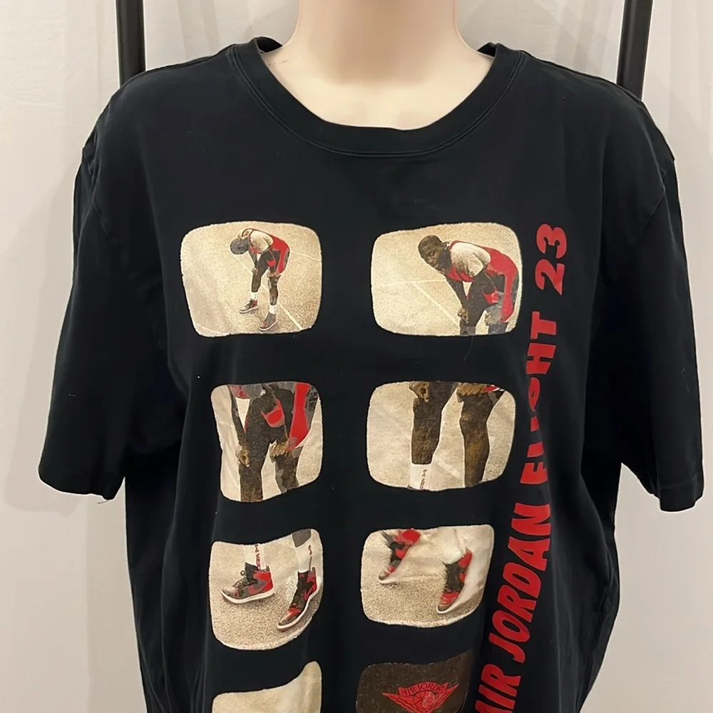 Air Jordan Flight 23 Men Graphic Basketball Tee Black Cotton L GUC